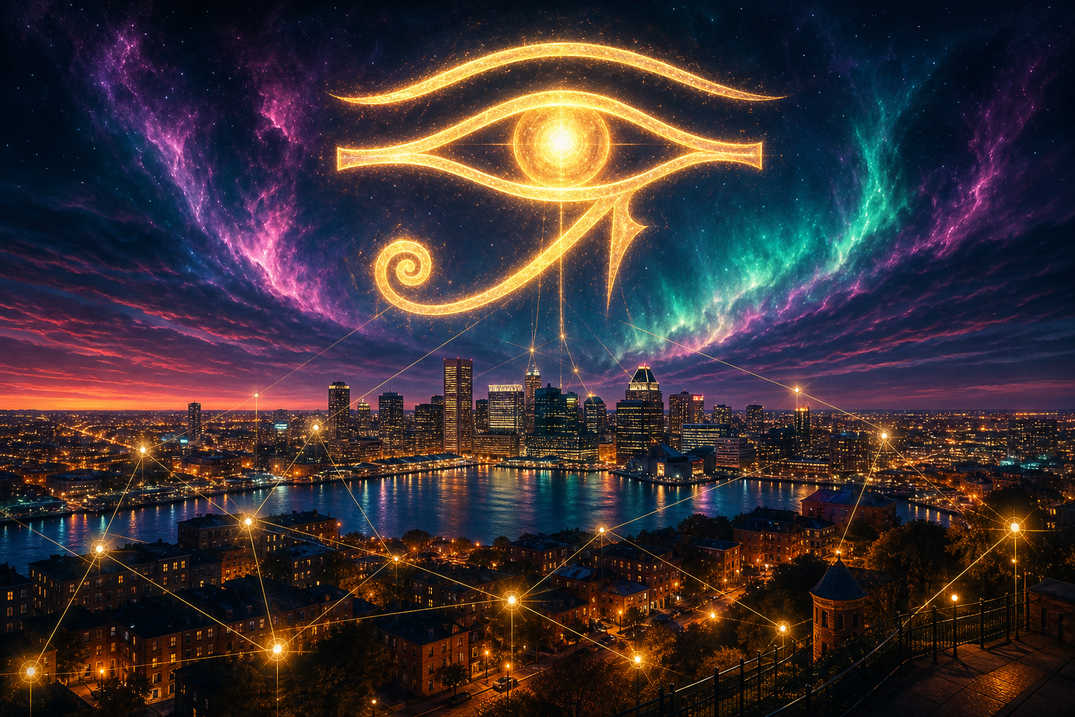 The Eye of Horus over the Baltimore skyline